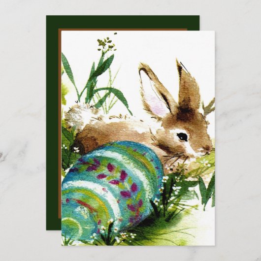 かわいいヴィンテージイースターバニー シーズンカード (正面/裏面)