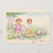 かわいいヴィンテージイースターバニー シーズンカード (正面/裏面)