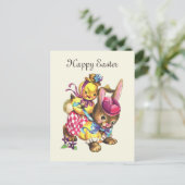 かわいいヴィンテージイースターバニー シーズンポストカード (スタンド正面)