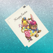 かわいいヴィンテージイースターバニー シーズンポストカード