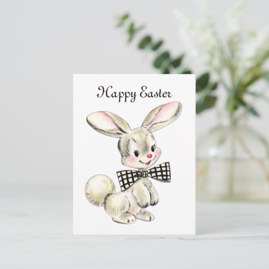 かわいいヴィンテージイースターバニー シーズンポストカード (スタンド正面)