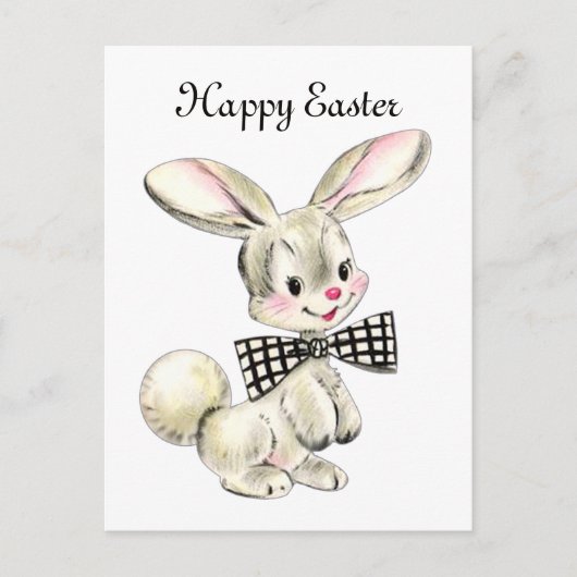 かわいいヴィンテージイースターバニー シーズンポストカード (正面)