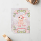 かわいいヴィンテージイースターバニー – ハッピーイースター ノートカード (正面/裏面インサイチュ)