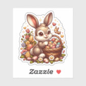 かわいいヴィンテージイースターバニー、バスケットと卵 シール (シート)