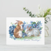 かわいいヴィンテージイースターバニー&ブルー忘れメノッツ シーズンカード (スタンド正面)