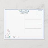 かわいいヴィンテージイースターバニー&ブルー忘れメノッツ ポストカード (裏面)