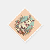 かわいいヴィンテージイースターバニー/卵/バスケット スタンダードカクテルナプキン (角)