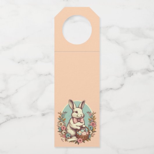 かわいいヴィンテージイースターバニー/卵/バスケット ボトルネックタグ (正面)