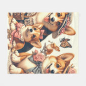 かわいいヴィンテージウェルシュコーギーカーディガン フリースブランケット (正面(横))