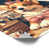 かわいいヴィンテージウェルシュコーギーカーディガン ポスター (角)