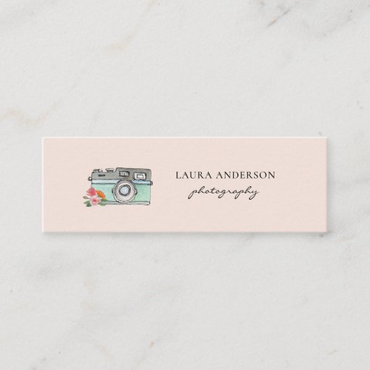 かわいいヴィンテージウォーターカラーカメラ スキニー名刺 (正面)