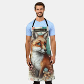 かわいいヴィンテージウォーターコロキツネ絵を描ズ エプロン (着用した状態)