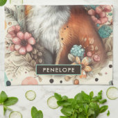 かわいいヴィンテージウォーターコロキツネ絵を描ズ キッチンタオル (折り畳み)