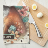 かわいいヴィンテージウォーターコロキツネ絵を描ズ キッチンタオル (四つ折り)