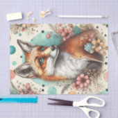 かわいいヴィンテージウォーターコロキツネ絵画ズ 薄葉紙 (クラフト)
