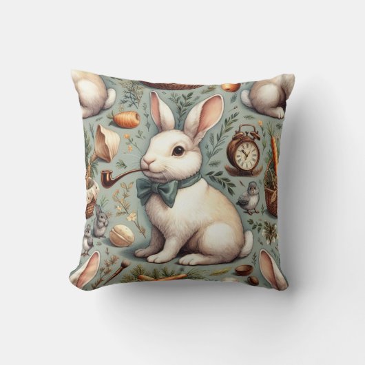 かわいいヴィンテージウサギ クッション (正面)