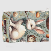 かわいいヴィンテージウサギ ゴルフタオル (横)