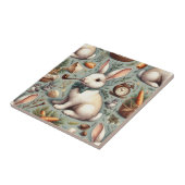 かわいいヴィンテージウサギ タイル (側面)