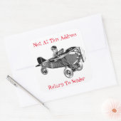 かわいいヴィンテージエア飛行機リターンセンダーステッカー スクエアシール (封筒)