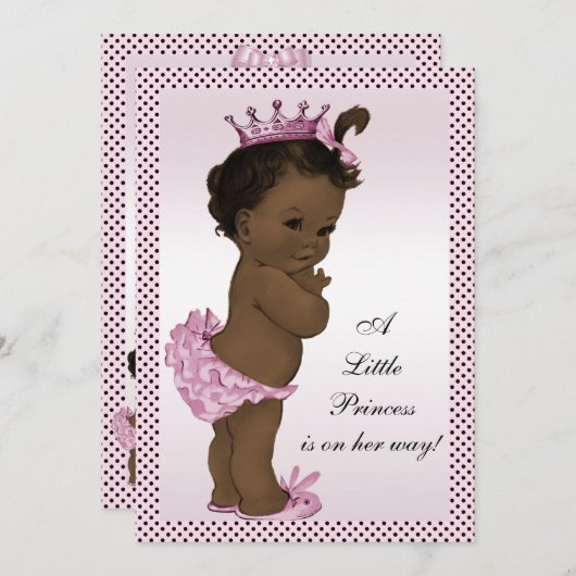 かわいいヴィンテージエスニックプリンセスベビーシャワー 招待状 (正面/裏面)