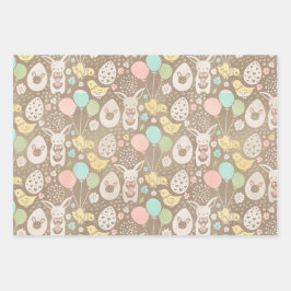 かわいいヴィンテージエッグシックフラワーハッピーイースター ラッピングペーパーシート