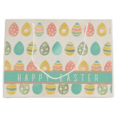 かわいいヴィンテージエッグパーソナライズされたイースター ラージペーパーバッグ (正面)