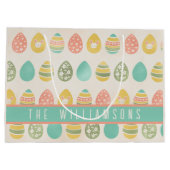 かわいいヴィンテージエッグパーソナライズされたイースター ラージペーパーバッグ (裏面)