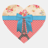 かわいいヴィンテージエッフェルツアー赤い白水玉模様 ハートシール (正面)