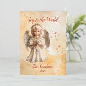 かわいいヴィンテージエンジェルクリスマスカード シーズンカード (スタンド正面)