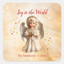 かわいいヴィンテージエンジェルクリスマス スクエアシール