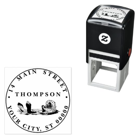 かわいいヴィンテージオッタースイミングネーム差出人住所 セルフインキングスタンプ (インサイチュ)