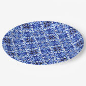 かわいいヴィンテージオランダデルフトブルーフローラルパターン ペーパープレート (アングル)
