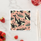 かわいいヴィンテージオルカパターン スタンダードカクテルナプキン (インサイチュ)