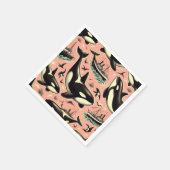 かわいいヴィンテージオルカパターン スタンダードカクテルナプキン (角)