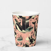 かわいいヴィンテージオルカパターン 紙コップ (右)