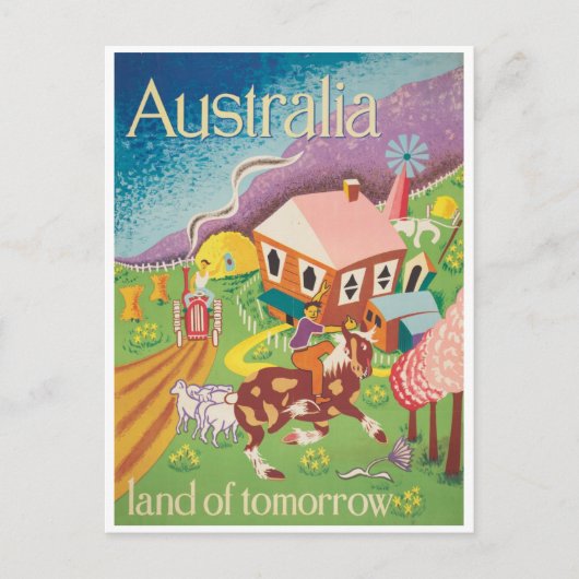かわいいヴィンテージオーストラリア農園トラベル ポストカード (正面)