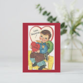 かわいいヴィンテージカウボーイ1950年代バレンタイン ポストカード (スタンド正面)