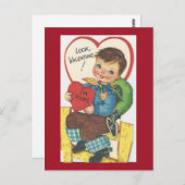 かわいいヴィンテージカウボーイ1950年代バレンタイン ポストカード (正面/裏面)