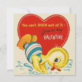 かわいいヴィンテージカスタムダックレトロバレンタインデー シーズンカード (正面)