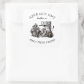 かわいいヴィンテージカフェイラストレーションモノグラム スクエアシール (バッグ)