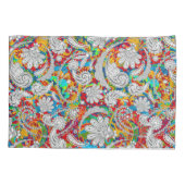 かわいいヴィンテージカラフル白いペイズリーパターン 枕カバー (裏面-左)