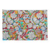 かわいいヴィンテージカラフル白いペイズリーパターン 枕カバー (裏面-右)