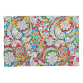 かわいいヴィンテージカラフル白いペイズリーパターン 枕カバー (正面右)