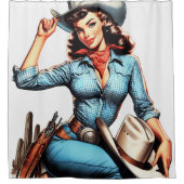 かわいいヴィンテージカントリーガール シャワーカーテン (正面)