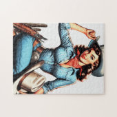 かわいいヴィンテージカントリーガール ジグソーパズル (横)