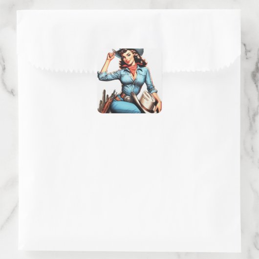 かわいいヴィンテージカントリーガール スクエアシール (バッグ)