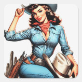 かわいいヴィンテージカントリーガール スクエアシール (正面)