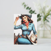 かわいいヴィンテージカントリーガール ポストカード (スタンド正面)