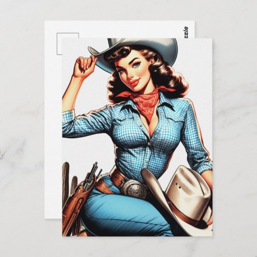 かわいいヴィンテージカントリーガール ポストカード (正面/裏面)