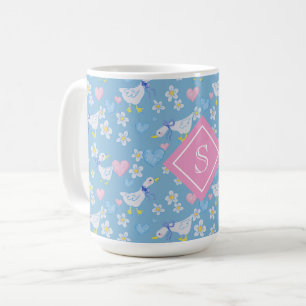 かわいいヴィンテージカントリーゲーゼモノグラム コーヒーマグカップ